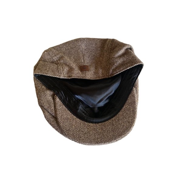 Dockers Brown Herringbone Wool Newsboy Cabbie Hat Cap Size Large - Picture 4 of 6